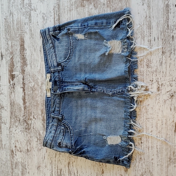 Forever 21 Dresses & Skirts - Denim mini skirt size 27 Distressed Frayed